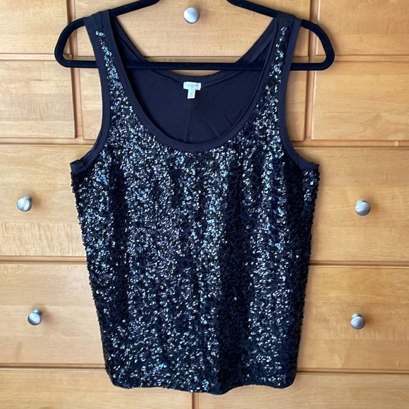 J.Crew tank top, black sequins, medium - Picture 1 of 2